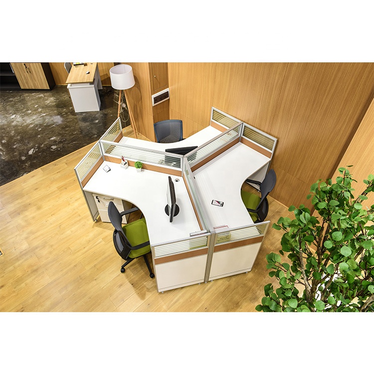 corner three person office interior design