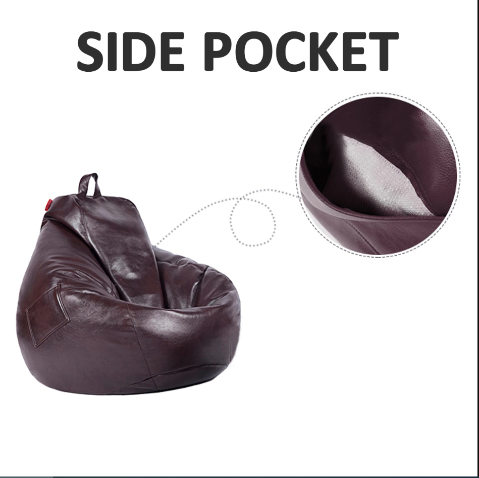 side pockete of beanbag sofa