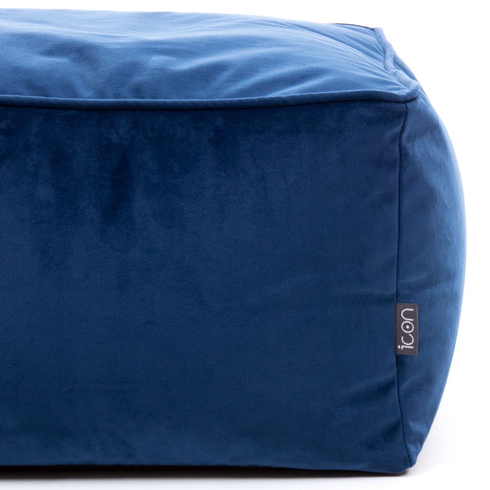 Velvet Footstool BeanBag navy blue color