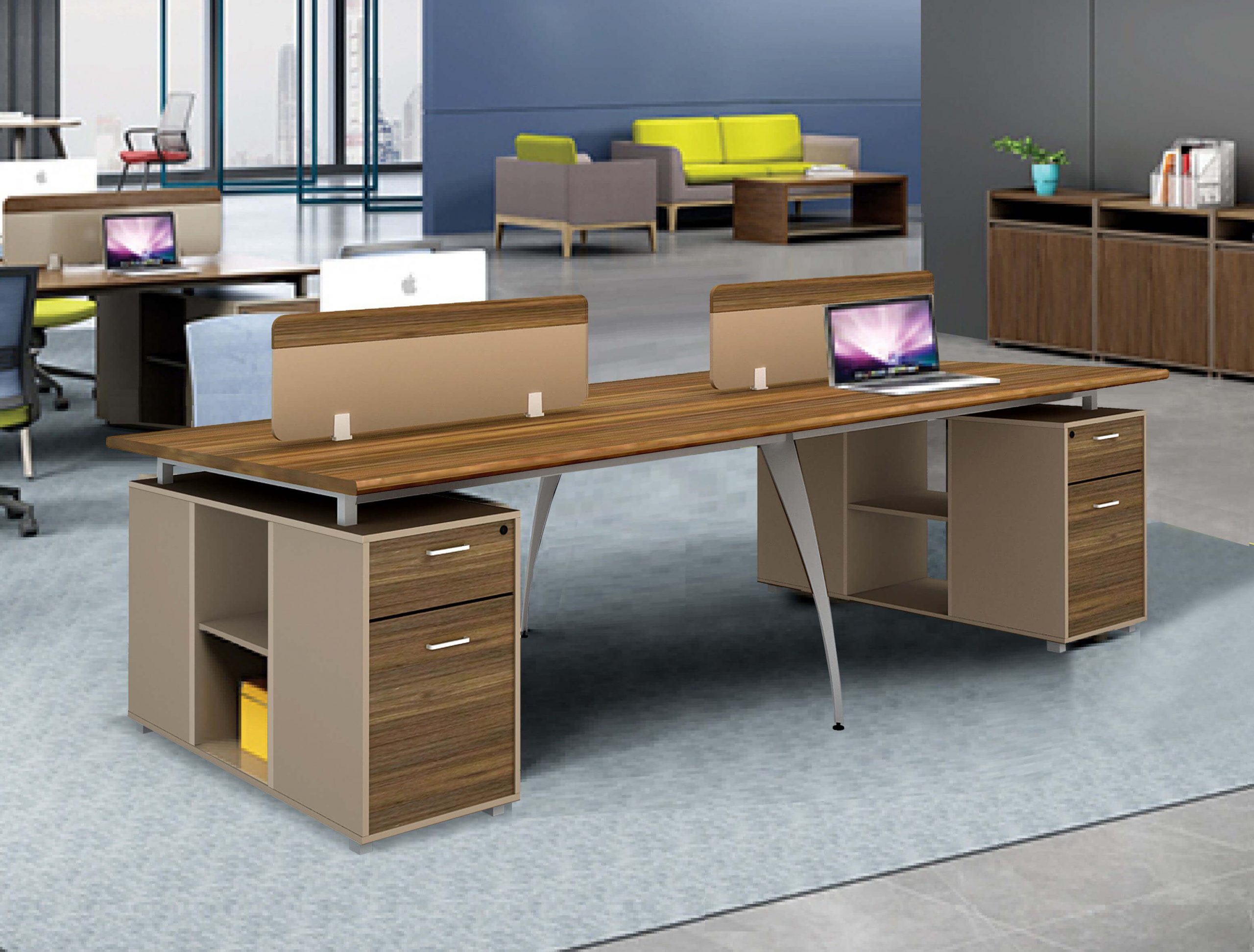 Modern Wooden Workstation Office Furniture with Drawer Cubic Interior
